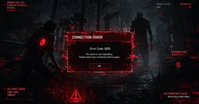 Dead by Daylight error code 8005 connection failure screen in dark foggy environment