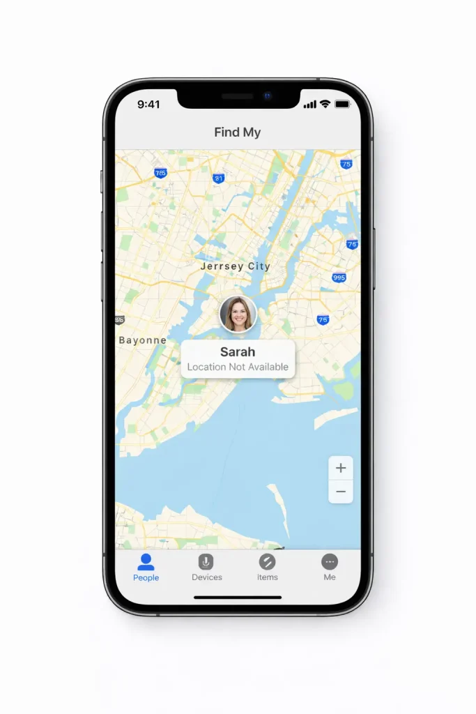find my iphone showing location not available after stopping sharing