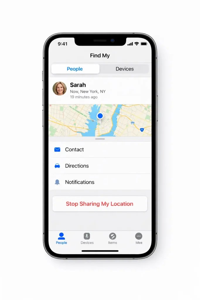 stop sharing location on find my iphone for a specific contact