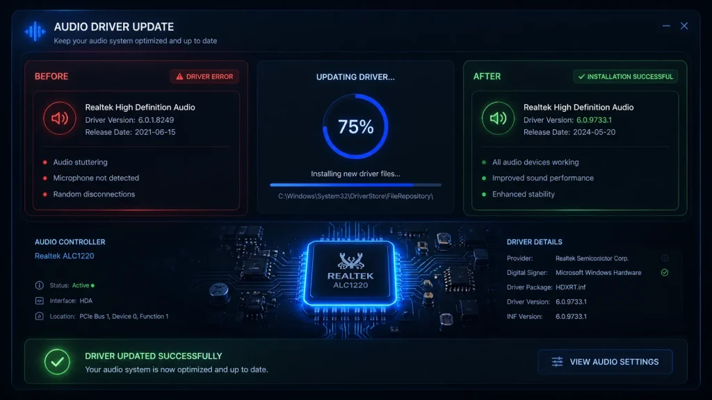 Update audio drivers to fix Discord microphone error