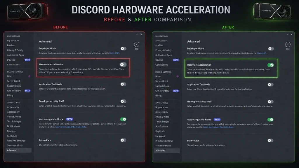Disable hardware acceleration in Discord to fix error 2012