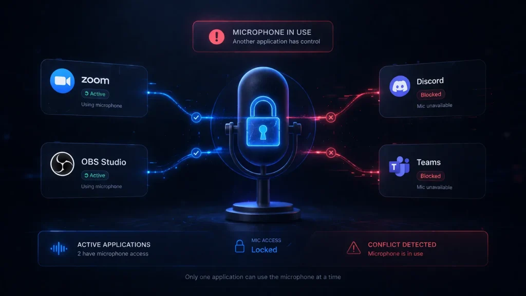 Microphone locked by another application exclusive mode