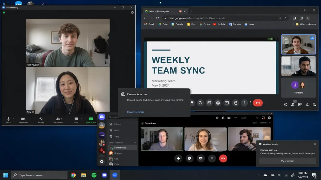 Webcam in use by multiple applications causing Discord error 2012